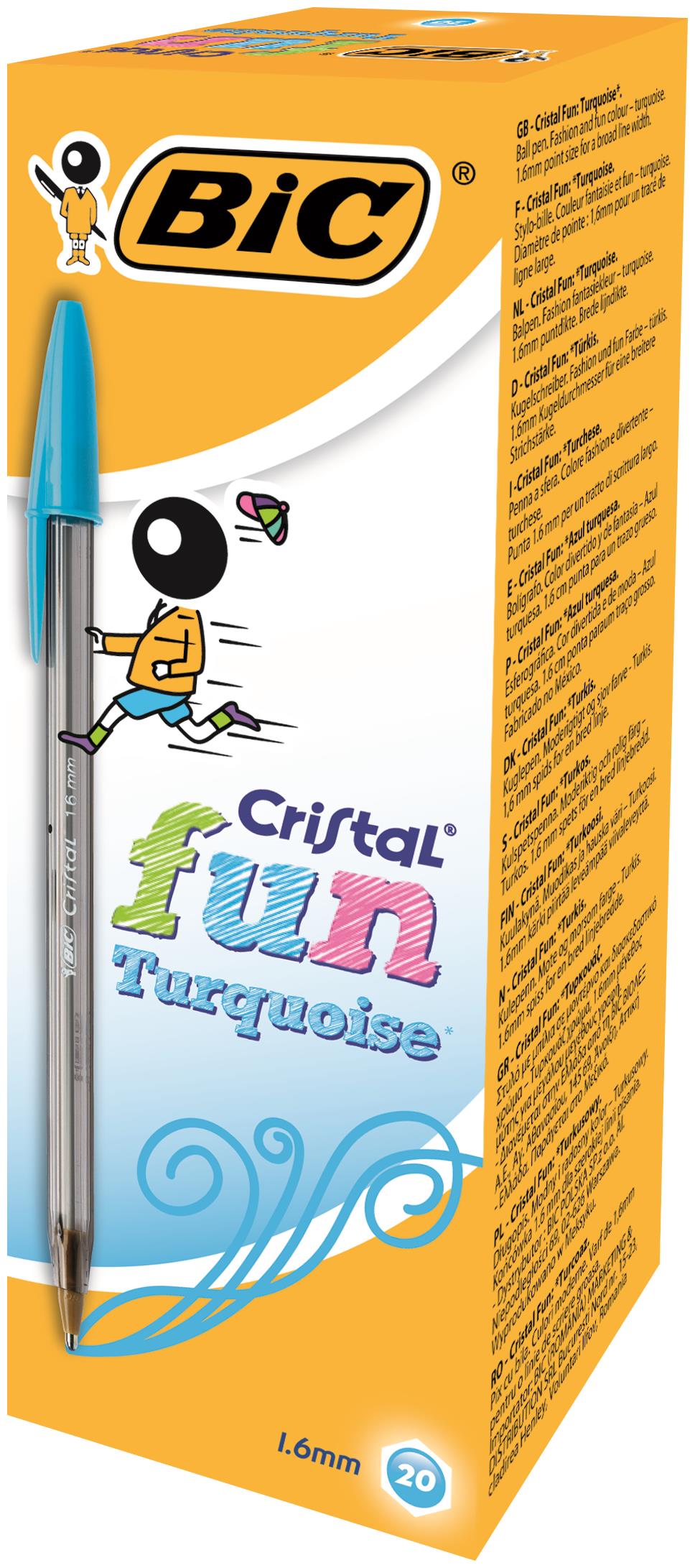 Bic Cristal FUN Turquiose 1.6mm Ballpoint Pen (Pack 20) 929074