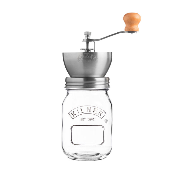 Kilner Branded Coffee Grinder Set with Glass 500ml/0.5 Litre Screw Top Storage Jar