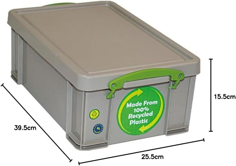 Really Useful Dove Grey Recycled Storage Box / Container 9 Litre