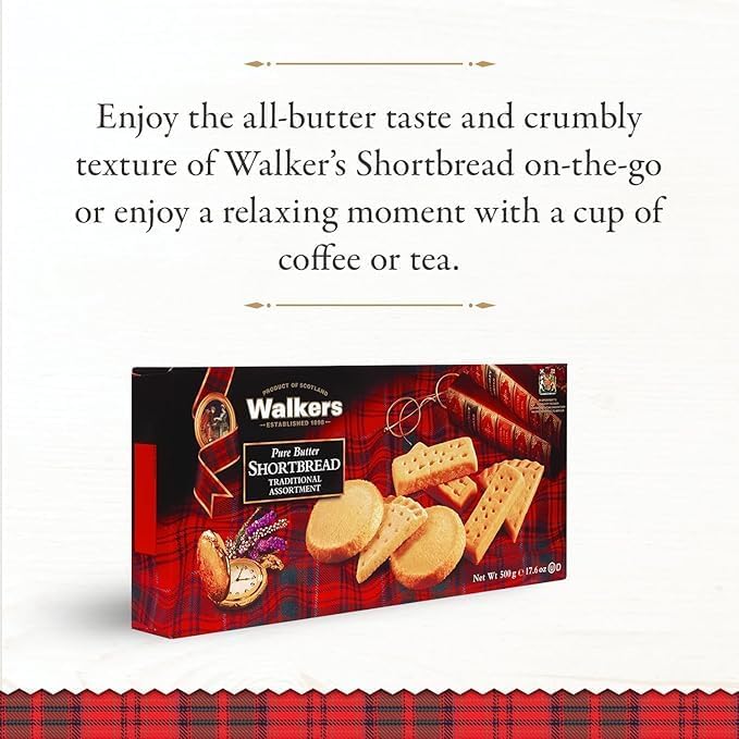 Walker's Shortbread Assortment, Traditional Pure Butter Scottish Recipe, 500g