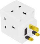 Status 3 Way Fused Plug Adapter White / Multi-Plug