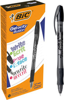 Bic Gel-ocity Illusion Erasable Gel Rollerball Pen 0.7mm Tip 0.3mm Line Black (Pack 12) - 943441