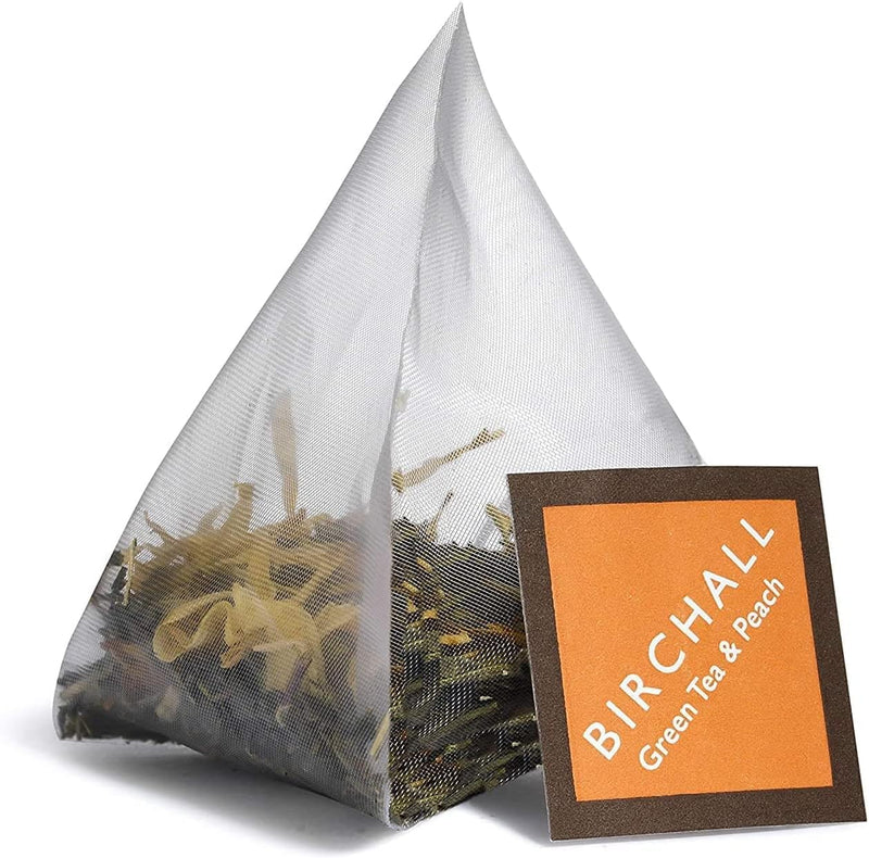 Birchall Prism Enveloped Teabags - Green Tea & Peach 20's.