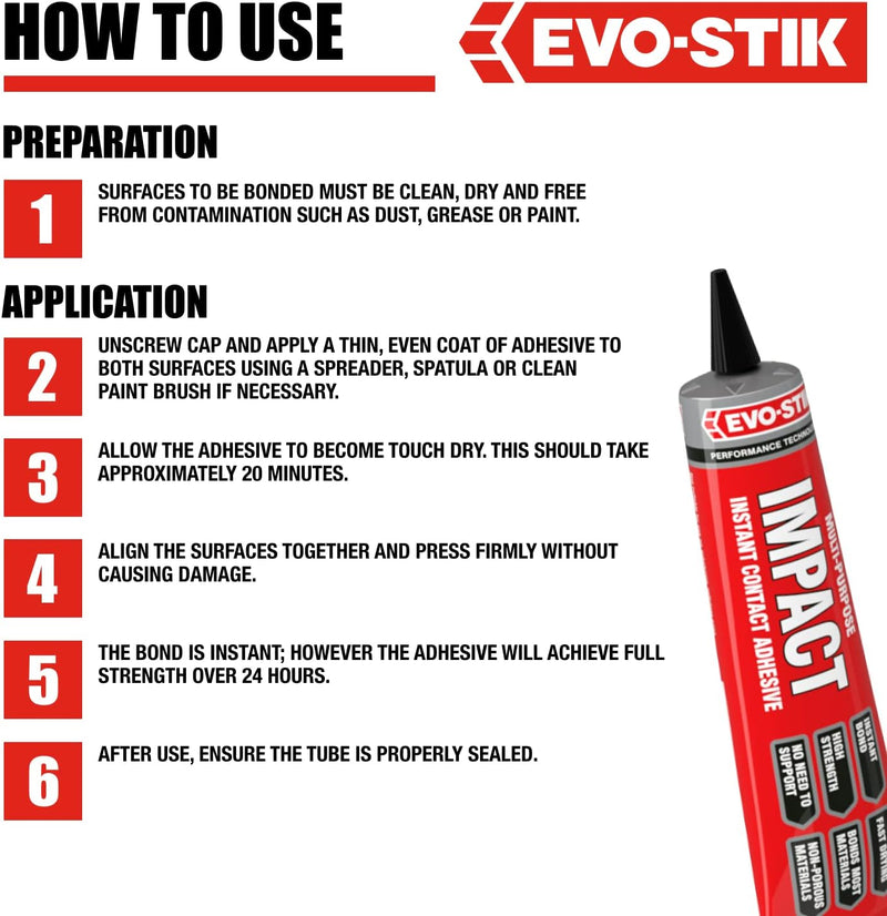 Evo Stick Instant Contact Adhesive Impact Multi-Purpose 30g Glue Super