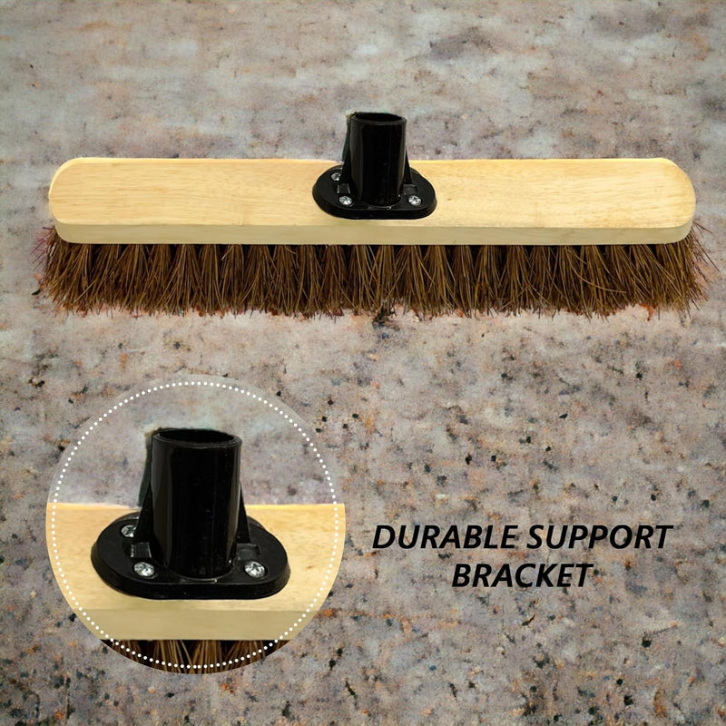 Hard Bristle 18" Stiff Broom Head includes Plastic Support Bracket.