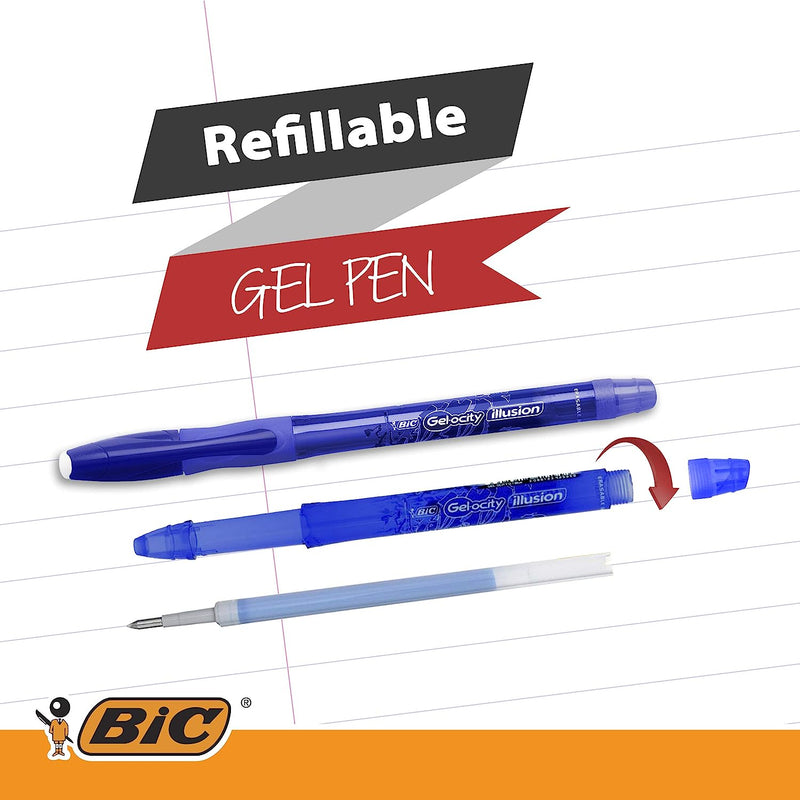 Bic Gel-ocity Illusion Erasable Gel Rollerball Pen 0.7mm Tip 0.3mm Line Black (Pack 12) - 943441