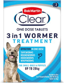 Bob Martin Clear 3-in-1 Wormer for Dogs (2 Tablets) - For Small Dogs and Puppies