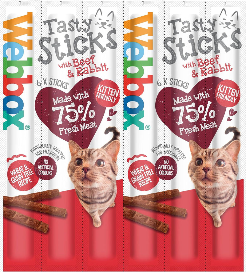 Webbox Cat Treats Tasty Sticks Beef & Rabbit 6 Sticks