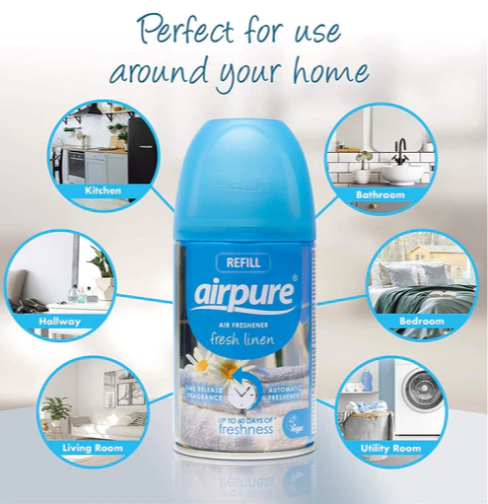 AirPure Freshmatic Compatible Linen Refill 250ml + Machine {1-24 Refills}