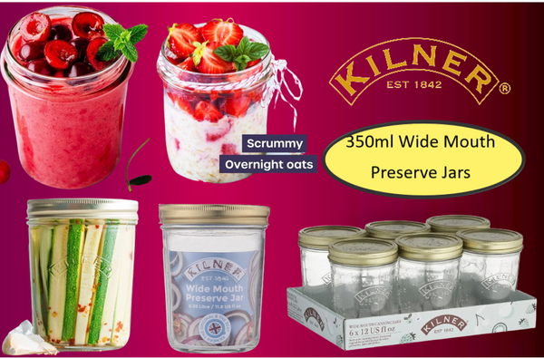 Kilner Wide Mouth Screw Top Lid Preserving Glass Jar 0.35 Litre Transparent