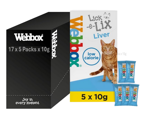 Webbox Lick-e-Lix Liver Cat Treats 5 Sachets {17 Boxes}