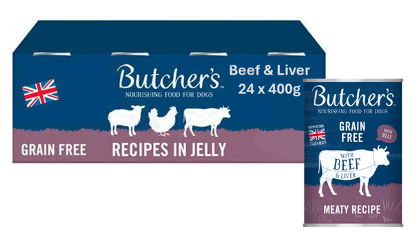 Butcher's Beef & Liver in Jelly Dog Food Tin 24 x 400g