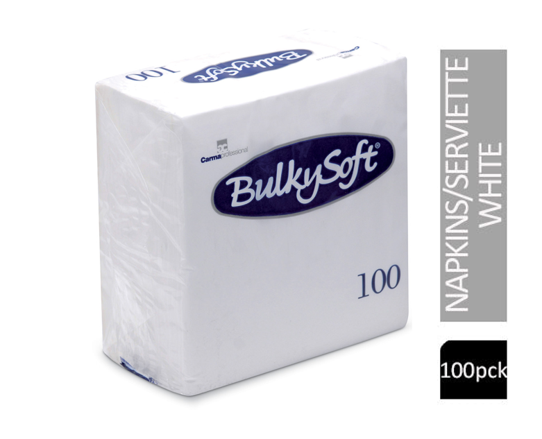 Bulky Soft Napkins/Serviette 2Ply 24x24cm WHITE 100's {32196}