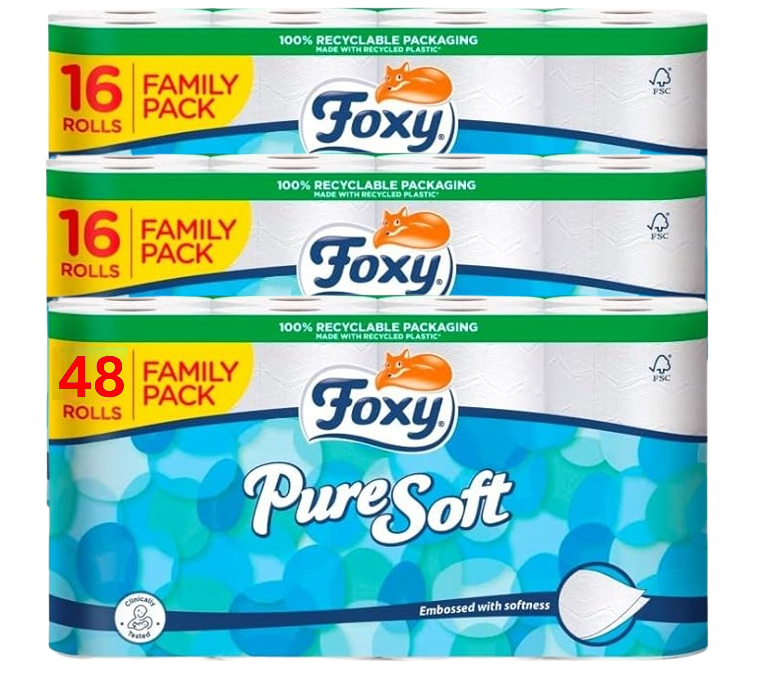 Foxy Pure Soft White Toilet Rolls 16 Pack