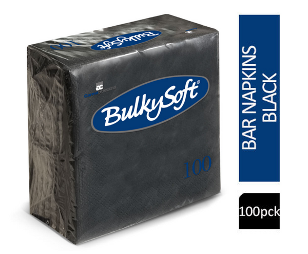 Bulky Soft Bar Napkins / Serviettes 2ply 23cm BLACK {100}