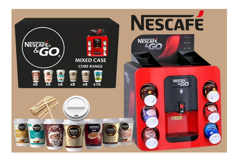 Nescafe Go Machine Variety Pack 56 Drinks Pack includes 50 white Lids.