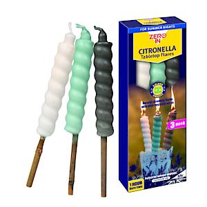 Zero In Citronella Table Top Flares - Close To Home - 3-Pack, Scented