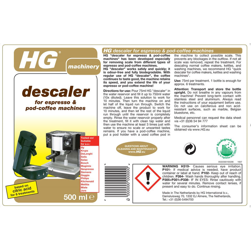 HG Coffee & Pod Machine Descaler 500ml