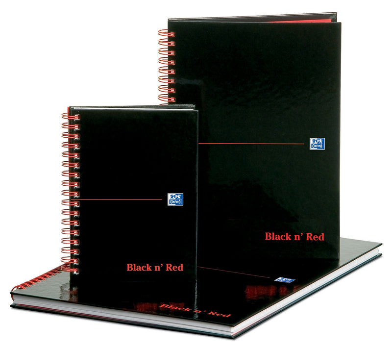 Black n Red Notebook Wirebound A4 Hardback A-Z Ruled 140 Pages 100080232 - UK BUSINESS SUPPLIES