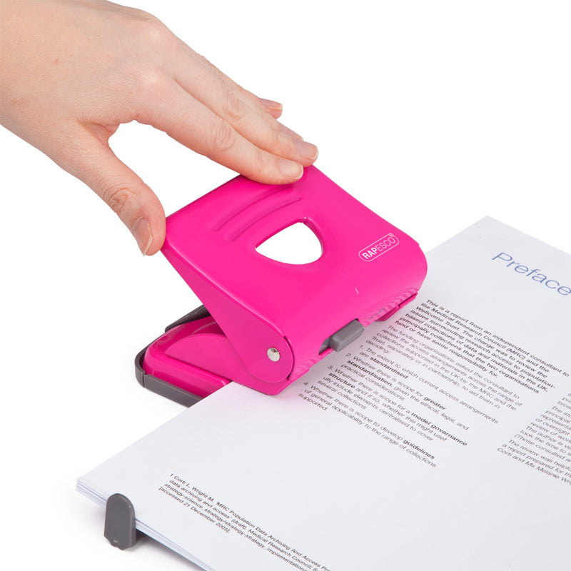 Rapesco 825 2 Hole Punch Metal 25 Sheet Hot Pink - 1360 - UK BUSINESS SUPPLIES