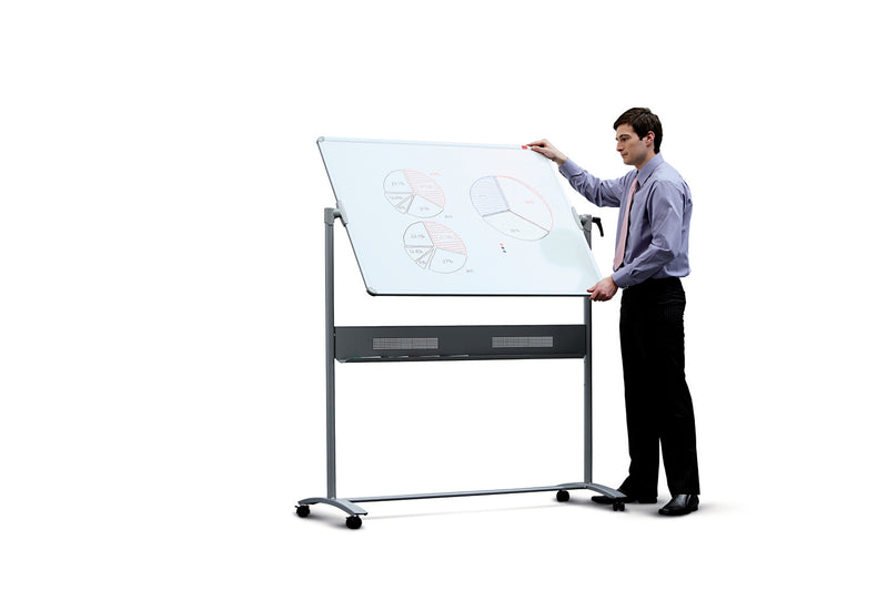 Nobo Mobile Combination Grey Felt/Magnetic Whiteboard Aluminium Frame 900x1200mm 1901043 - UK BUSINESS SUPPLIES