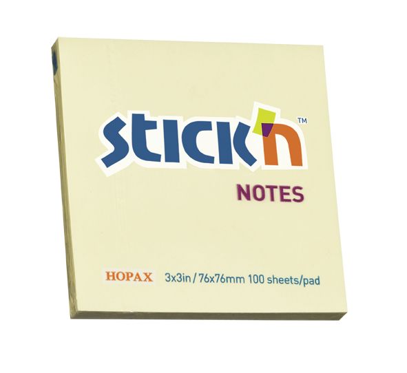 ValueX Stickn Notes 76x76mm 100 Sheets Pastel Yellow (Pack 12) 21007 - UK BUSINESS SUPPLIES