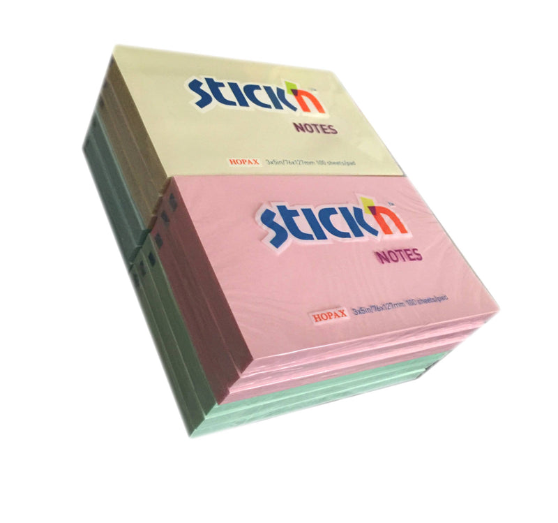 ValueX Stickn Notes 76x127mm 100 Sheets Pastel Colours (Pack 12) 21330 - UK BUSINESS SUPPLIES