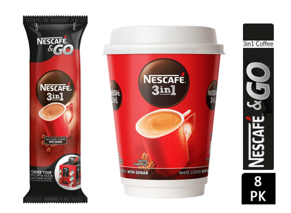Nescafe and Go 3 in 1 White Coffee Cups (Pack of 8) 12495376