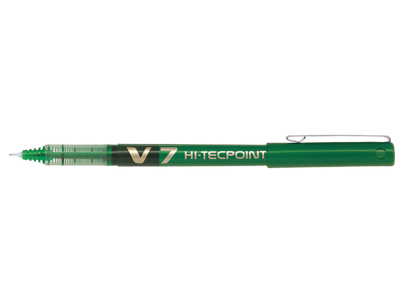Pilot V7 Hi-Tecpoint Liquid Ink Rollerball Pen 0.7mm Tip 0.5mm Line Green (Pack 12) - 101101204 - UK BUSINESS SUPPLIES