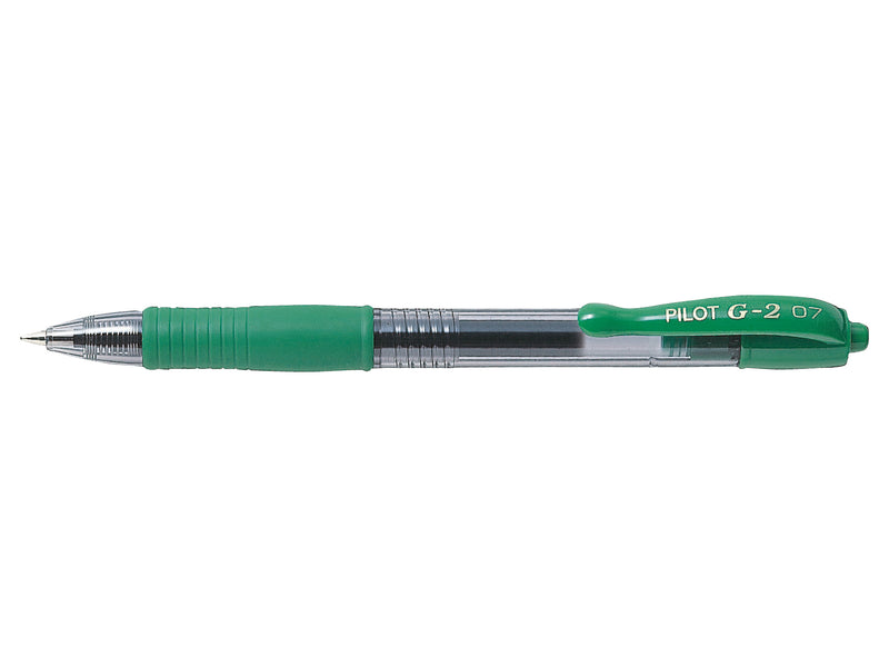 Pilot G-207 Retractable Gel Rollerball Pen 0.7mm Tip 0.39mm Line Green (Pack 12) - 41101204 - UK BUSINESS SUPPLIES