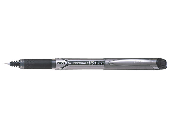 Pilot V5 Grip Hi-Tecpoint Liquid Ink Rollerball Pen 0.5mm Tip 0.3mm Line Black (Pack 12) - 4902505279690 - UK BUSINESS SUPPLIES