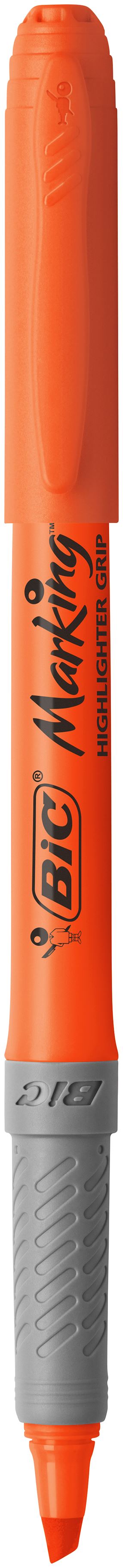 Bic Grip Highlighter Pen Chisel Tip 1.6-3.3mm Line Orange (Pack 12) - 811933 - UK BUSINESS SUPPLIES