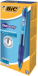 Bic Gel-ocity Grip Retractable Gel Rollerball Pen 0.7mm Tip 0.3mm Line Blue (Pack 12) - 829158 - UK BUSINESS SUPPLIES