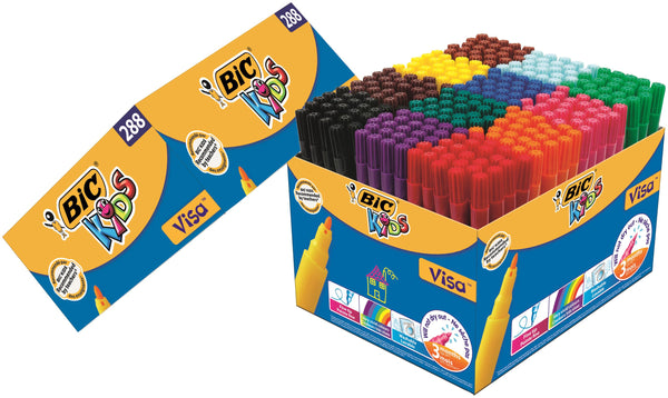 Bic Kids Visa Felt Tip Colouring Pen Assorted Colours (Pack 288) - 8970991 - UK BUSINESS SUPPLIES