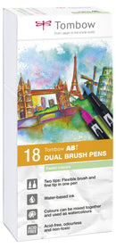 Tombow ABT Dual Brush Pen 2 Tips Pastel Assorted Colours (Pack 18) - ABT-18P-5 - UK BUSINESS SUPPLIES