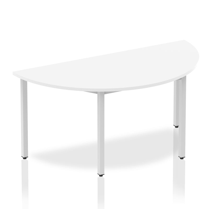 Impulse 1600mm Semi Circle Table White Top Silver Box Frame Leg BF00125 - UK BUSINESS SUPPLIES