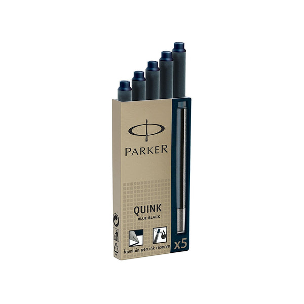 Parker Quink Ink Refill Cartridge for Fountain Pens Blue/Black (Pack 5) - 1950404 - UK BUSINESS SUPPLIES