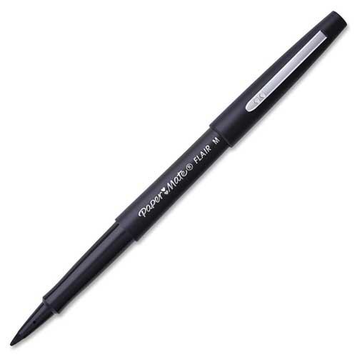 Paper Mate Flair Fibre Tip Pen Medium Point 0.7mm Black (Pack 12) S0190973 - UK BUSINESS SUPPLIES