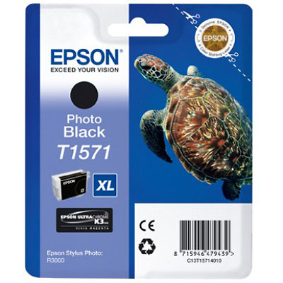 Epson T1571 Turtle Black Standard Capacity Ink Cartridge 26ml - C13T15714010 - UK BUSINESS SUPPLIES