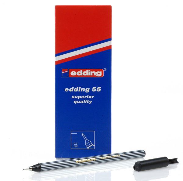 edding 55 Fineliner Pen 0.3mm Line Black (Pack 10) - 4-55001 - UK BUSINESS SUPPLIES