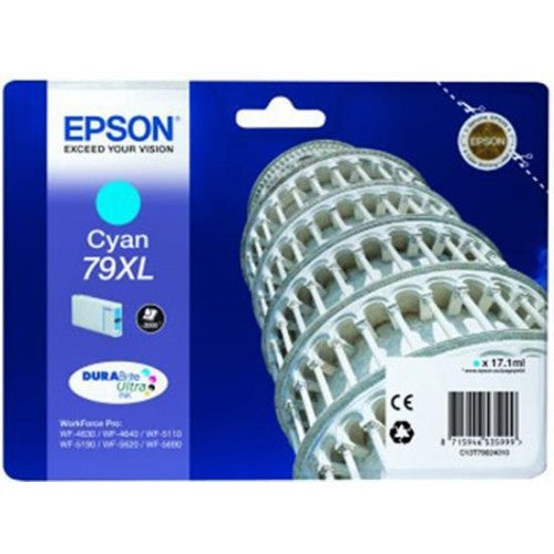 Epson 79XL Tower of Pisa Cyan High Yield Ink Cartridge 17ml - C13T79024010 - UK BUSINESS SUPPLIES