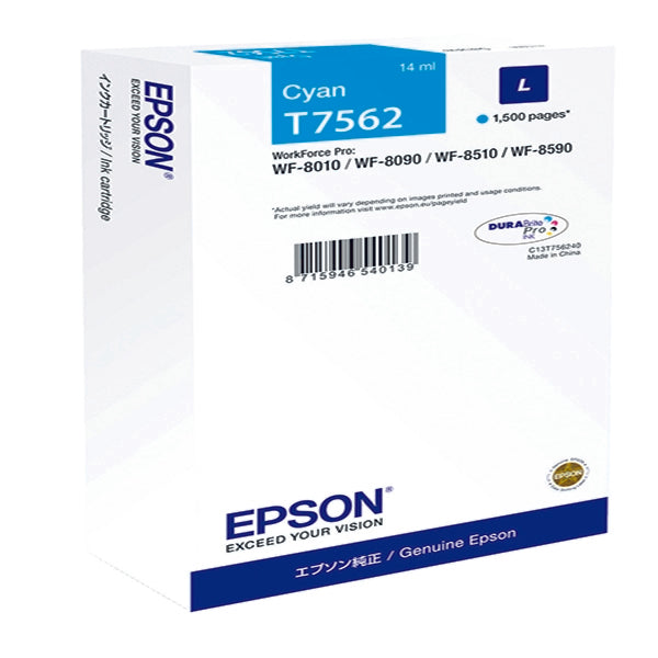 Epson T7562 Cyan Ink Cartridge 14ml - C13T756240 - UK BUSINESS SUPPLIES