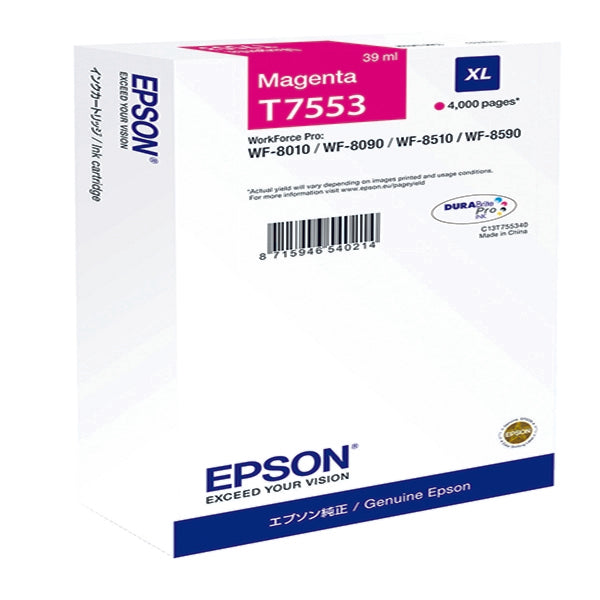 Epson T7553 Magenta Ink Cartridge 39ml - C13T755340 - UK BUSINESS SUPPLIES
