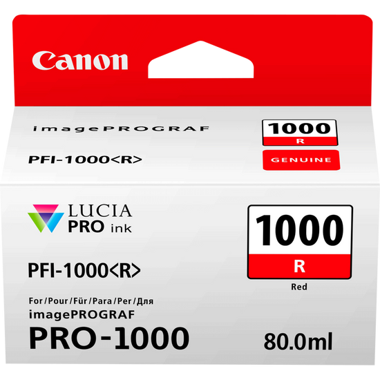 Canon PFI1000R Red Standard Capacity Ink Cartridge 80ml - 0554C001 - UK BUSINESS SUPPLIES