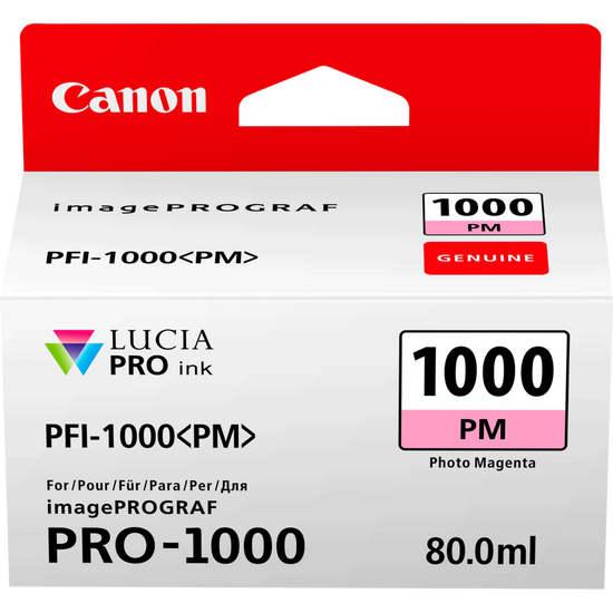 Canon PFI1000PM Photo Magenta Standard Capacity Ink Cartridge 80ml - 0551C001 - UK BUSINESS SUPPLIES