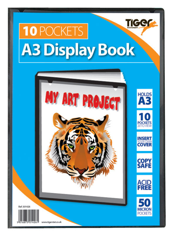 Tiger A3 Presentation Display Book 10 Pocket Black - 301426 - UK BUSINESS SUPPLIES