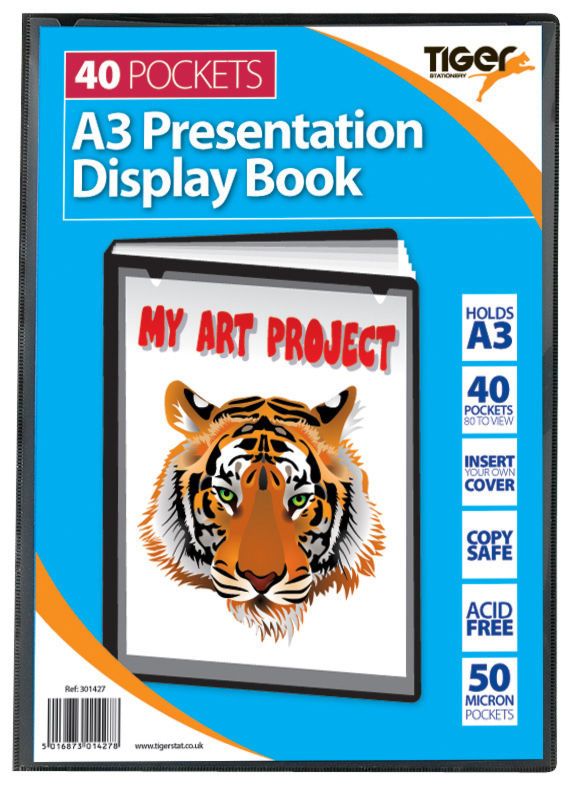 Tiger A3 Presentation Display Book 40 Pocket Black - 301427 - UK BUSINESS SUPPLIES