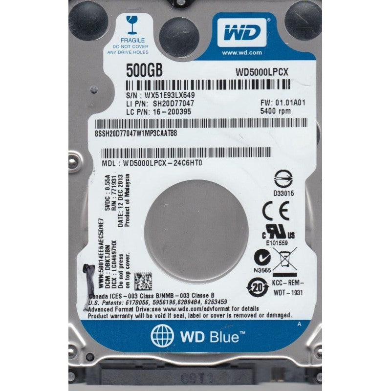 Western Digital Blue 500GB 2.5 Inch SATA 6Gbs 5400 RPM Internal Hard Drive - UK BUSINESS SUPPLIES