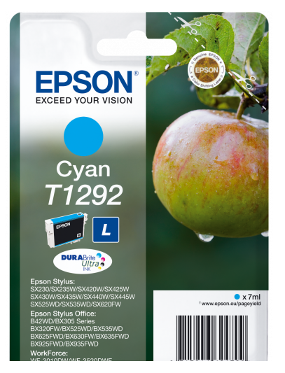 Epson T1292 Apple Cyan Standard Capacity Ink Cartridge 7ml - C13T12924012 - UK BUSINESS SUPPLIES