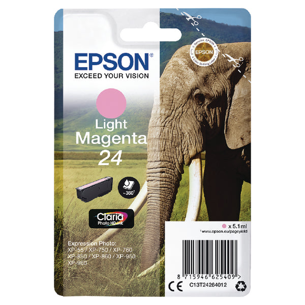 Epson 24 Elephant Light Magenta Standard Capacity Ink Cartridge 5ml - C13T24264012 - UK BUSINESS SUPPLIES